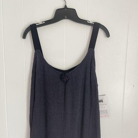 Vtg Zoe Maxi Dress NWT Gray Purple Gingham Rosette Detail Grunge Whimsigoth L - Picture 7 of 9